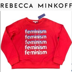 REBECCA MINKOFF RED FEMINISM GRAPHIC LONG SLEEVE CREWNECK SWEATSHIRT **NWT**